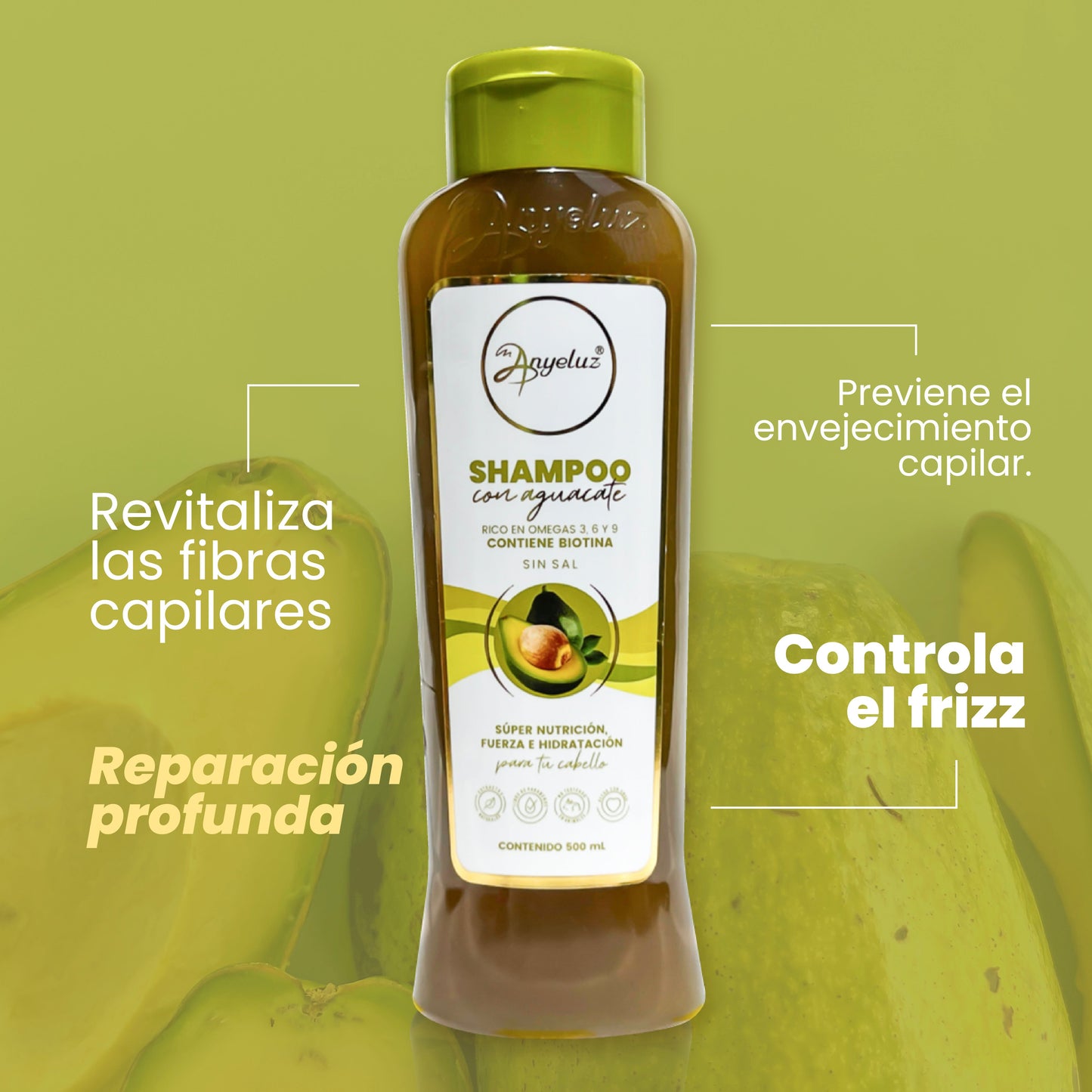 SHAMPOO CON AGUACATE ANYELUZ 500ML