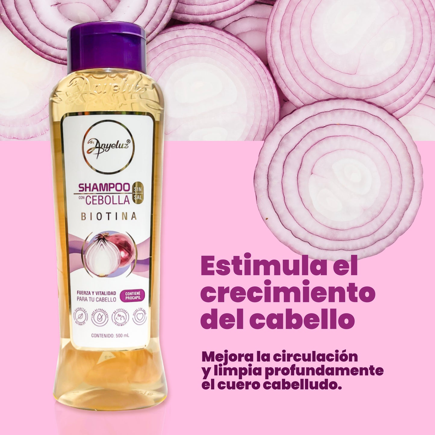 SHAMPOO CON CEBOLLA ANYELUZ  500 ML