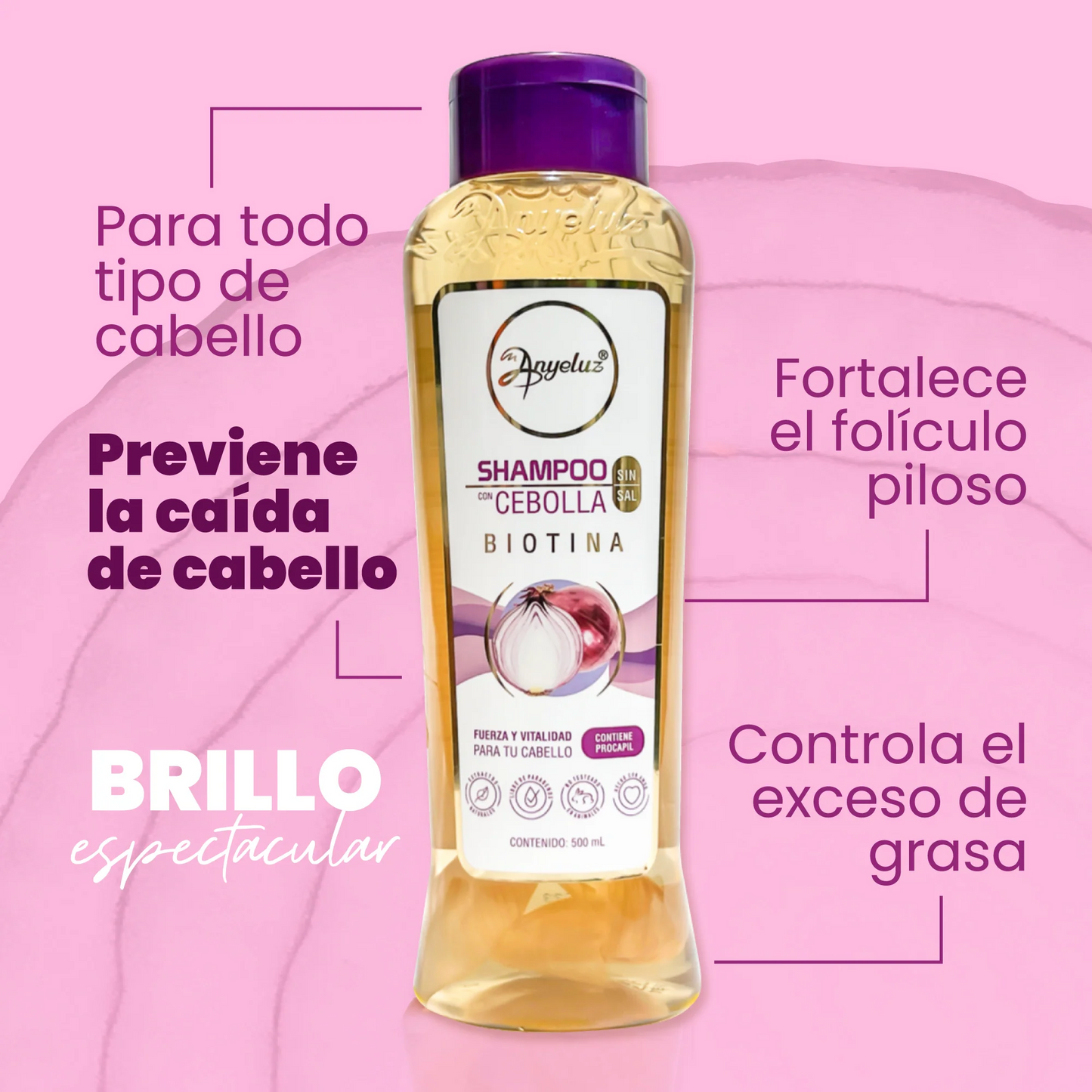 SHAMPOO CON CEBOLLA ANYELUZ  500 ML